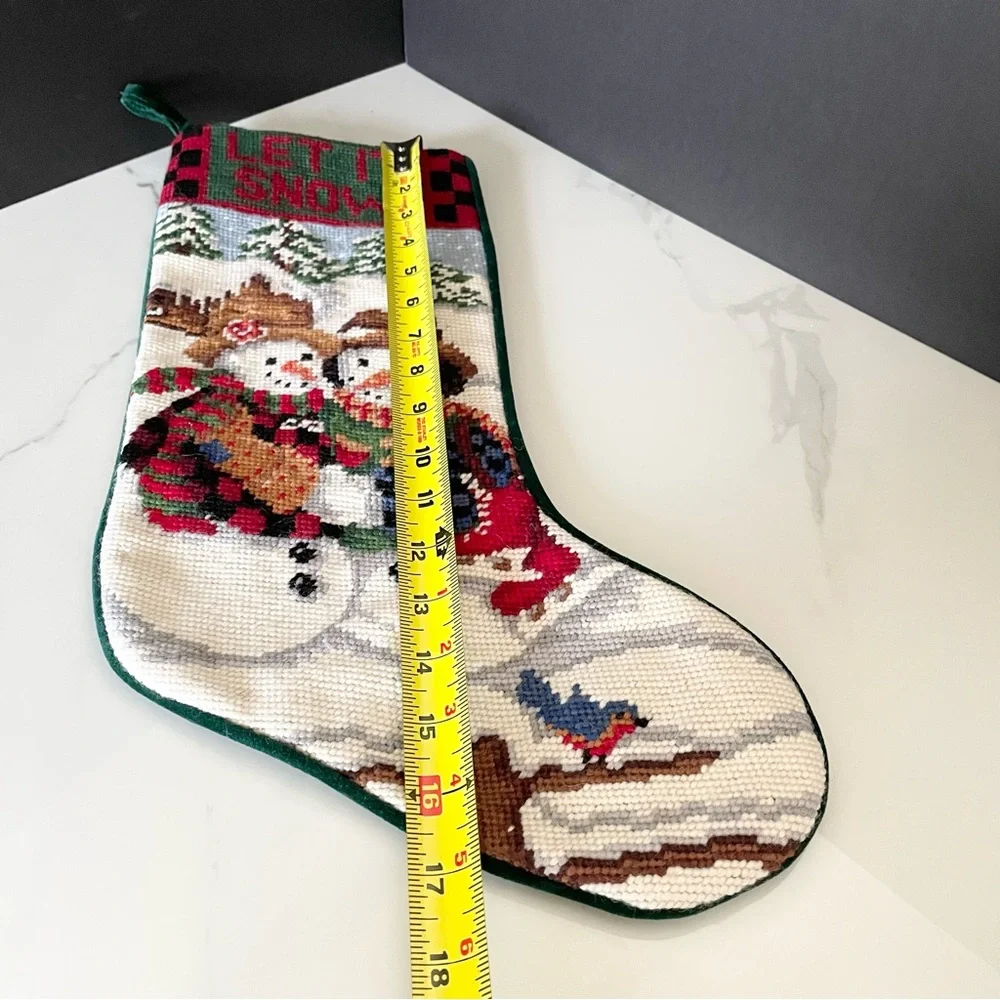 Let it Snow Snowman Holiday Needlepoint Stocking